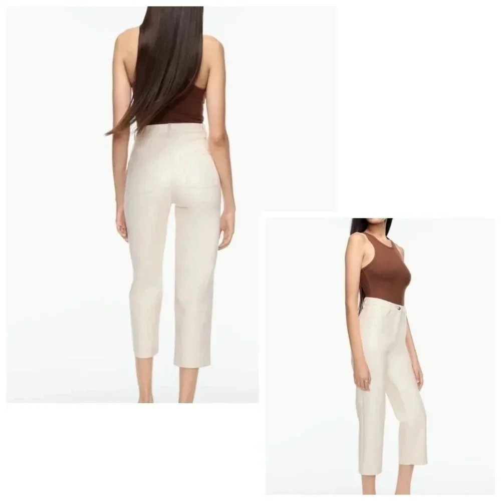 Aritzia Wilfred The Melina Birch High Rise Faux Leather Cropped Pant